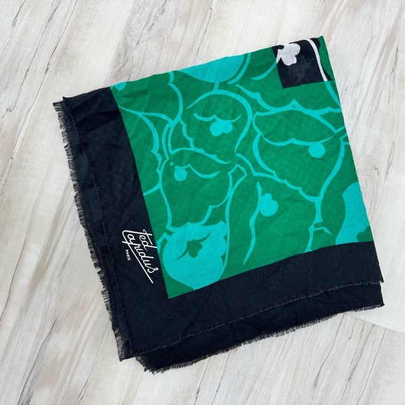 Ted Lapidus Signed Large Floral Print Scarf square Wrap 53x53” - Picture 2 of 3